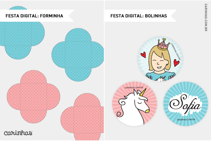 Festa digital com ilustração exclusiva para Sofia no tema do aniversário