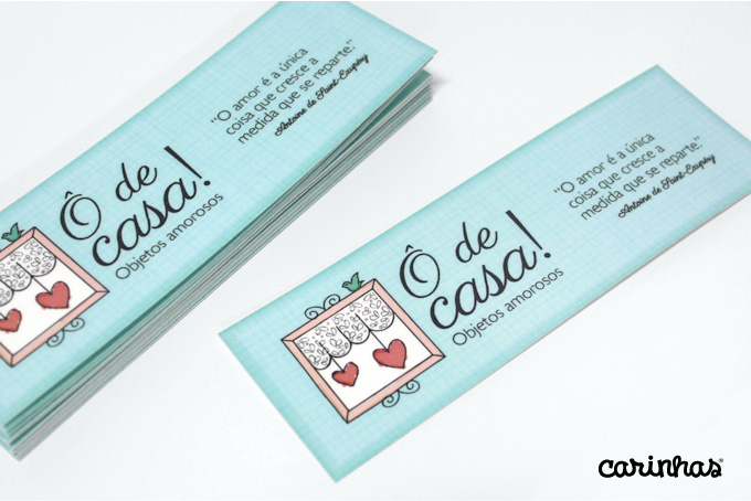 Marca criada para empresa Ô de casa! aplicada a marcadores de livro