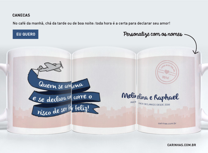 Presentes criativos para o Dia dos Namorados: canecas personalizadas com nomes